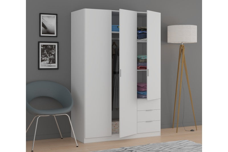 Armario 3 Puertas 3 Cajones CECILIA blanco