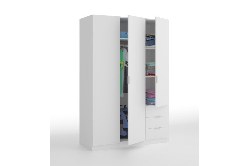 Armario 3 Puertas 3 Cajones CECILIA blanco