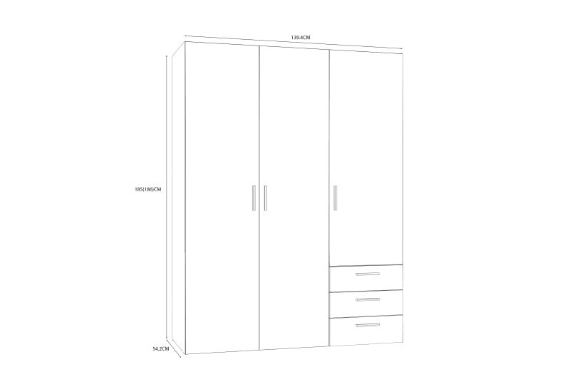 Armario 3 Puertas y 3 Cajones VEGAS