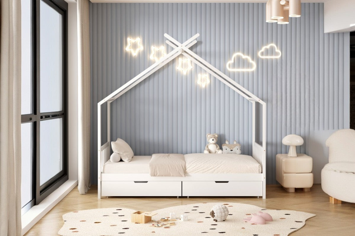 🏡✨ Cama Infantil Cabaña LOLI con 2 Cajones