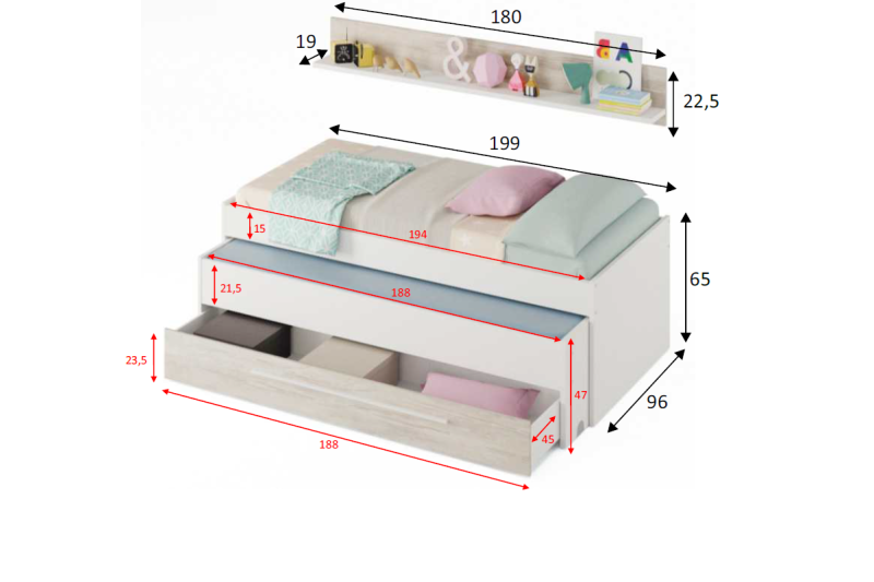 🛏️✨ Cama Juvenil Doble MILLY