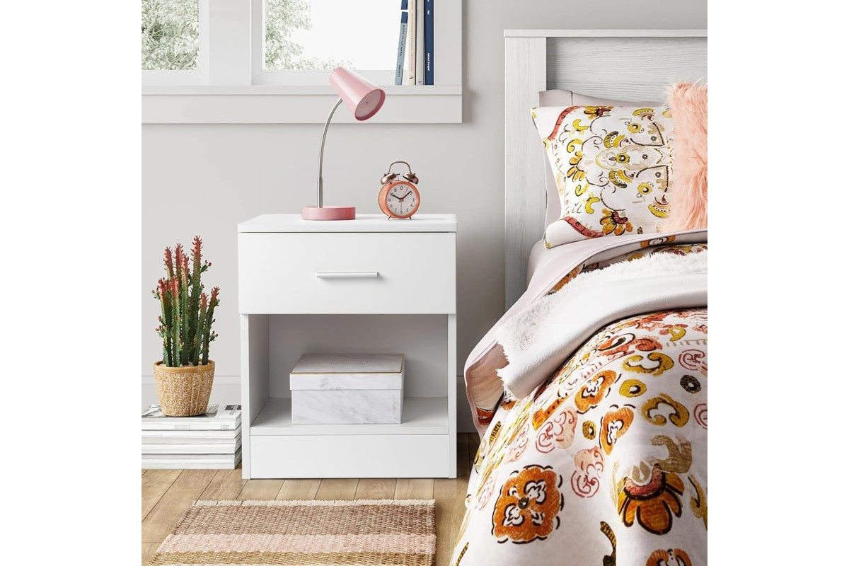 Mesita SHELDON 1 Cajón 1 Hueco Blanca