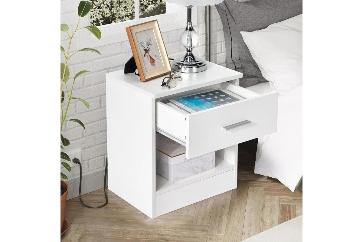 Mesita SHELDON 1 Cajón 1 Hueco Blanca