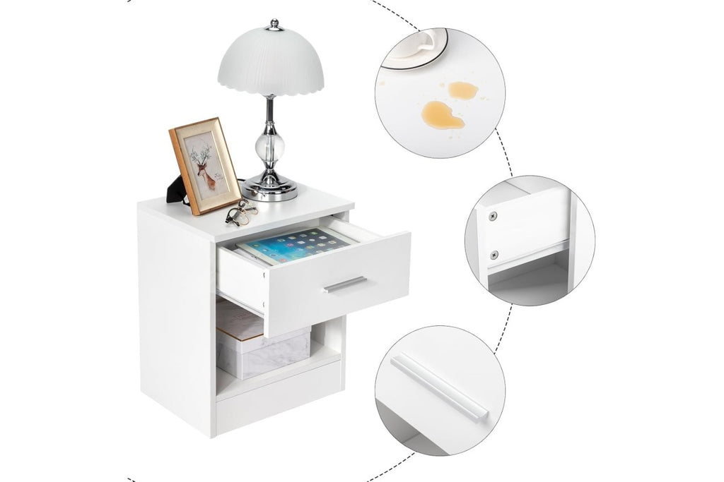 Mesita SHELDON 1 Cajón 1 Hueco Blanca