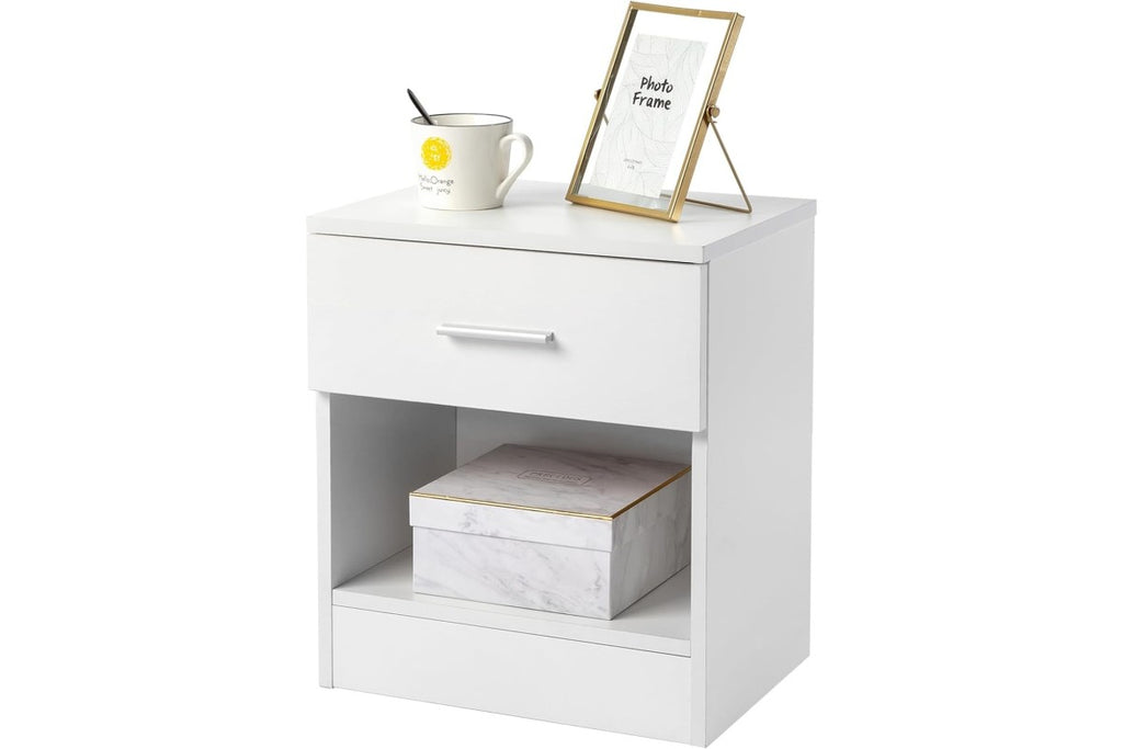 Mesita SHELDON 1 Cajón 1 Hueco Blanca