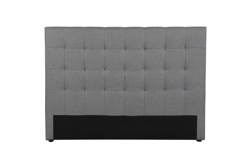 Pack TECHNIX Cabecero tela Gris + 2 Mesitas DINA + Somier con patas + Colchón Viscoelastico MALVIK 135x190