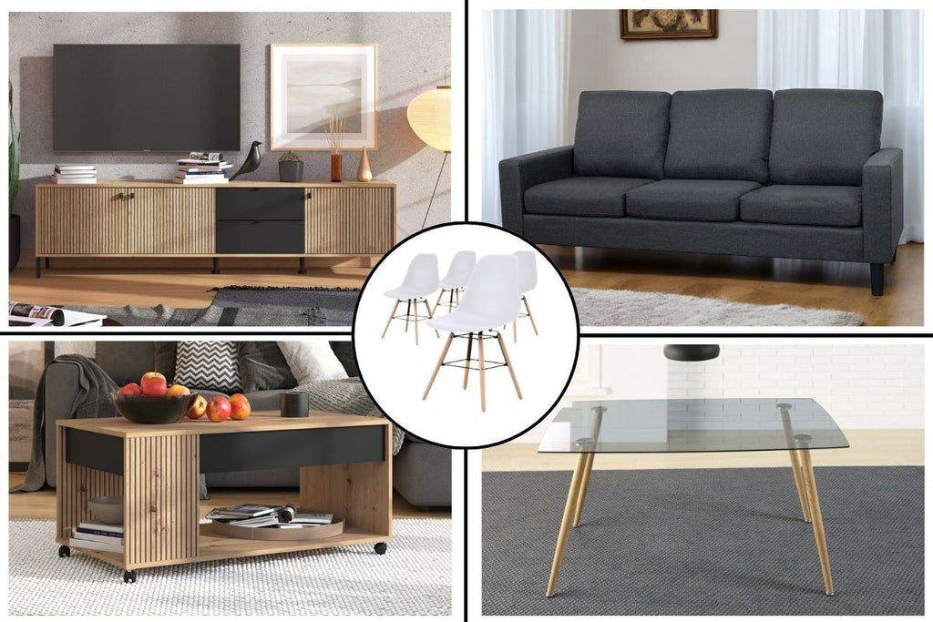 Pack Salón Completo BRIXTON + Sofá KHALED 🌿🖤🛋️