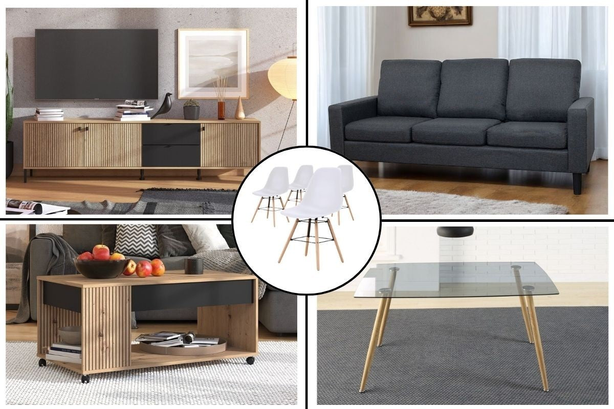 Pack Salón Completo BRIXTON + Sofá KHALED 🌿🖤🛋️