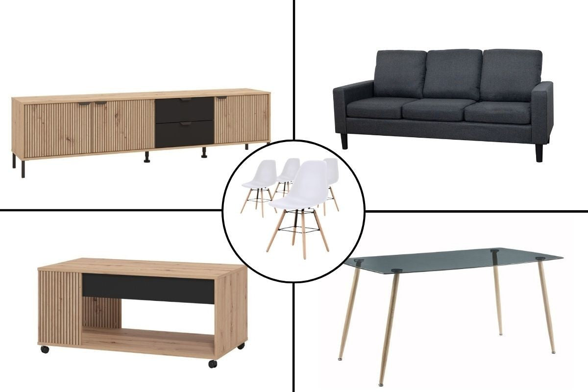 Pack Salón Completo BRIXTON + Sofá KHALED 🌿🖤🛋️