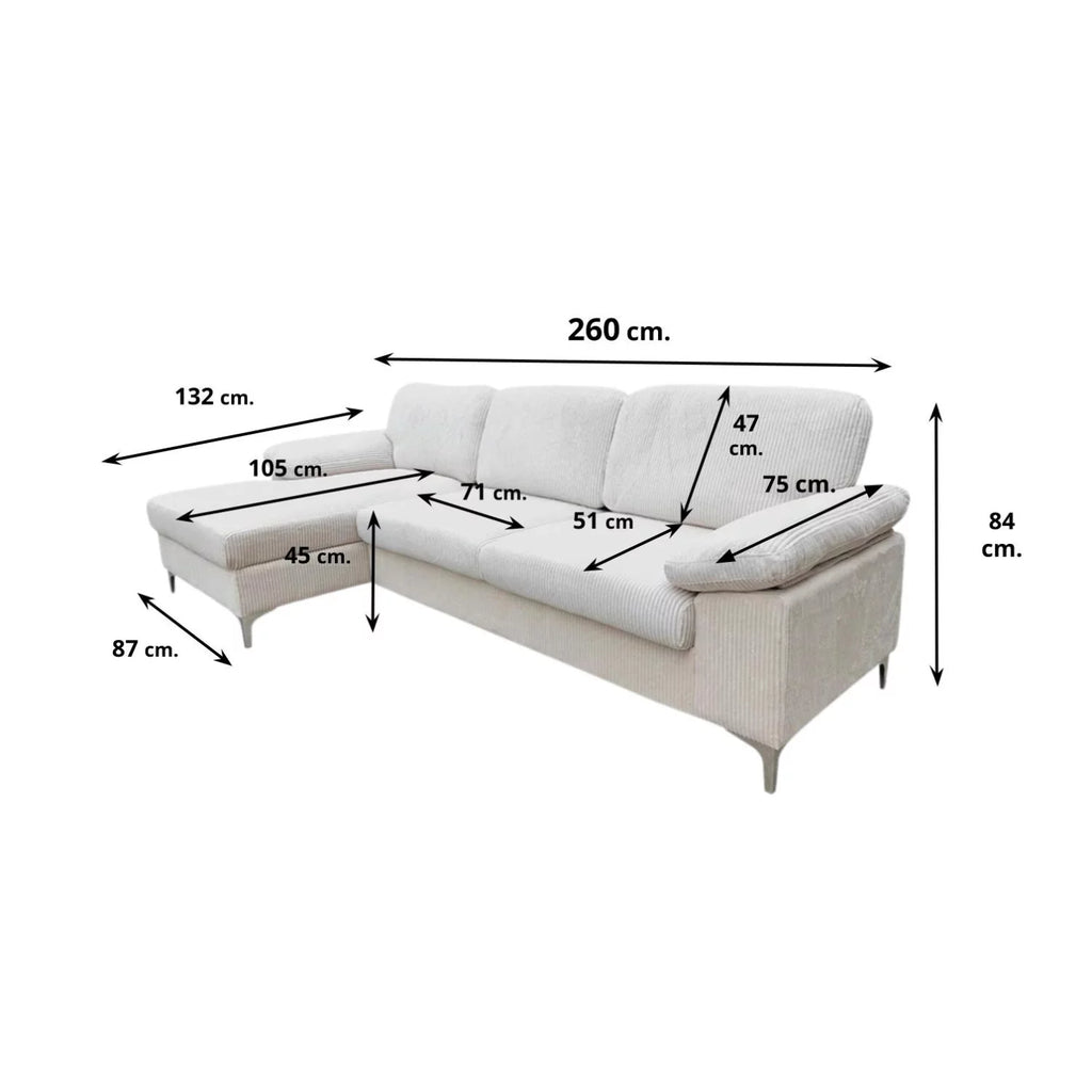 Sofá Chaise Longue CAMER 260 cm