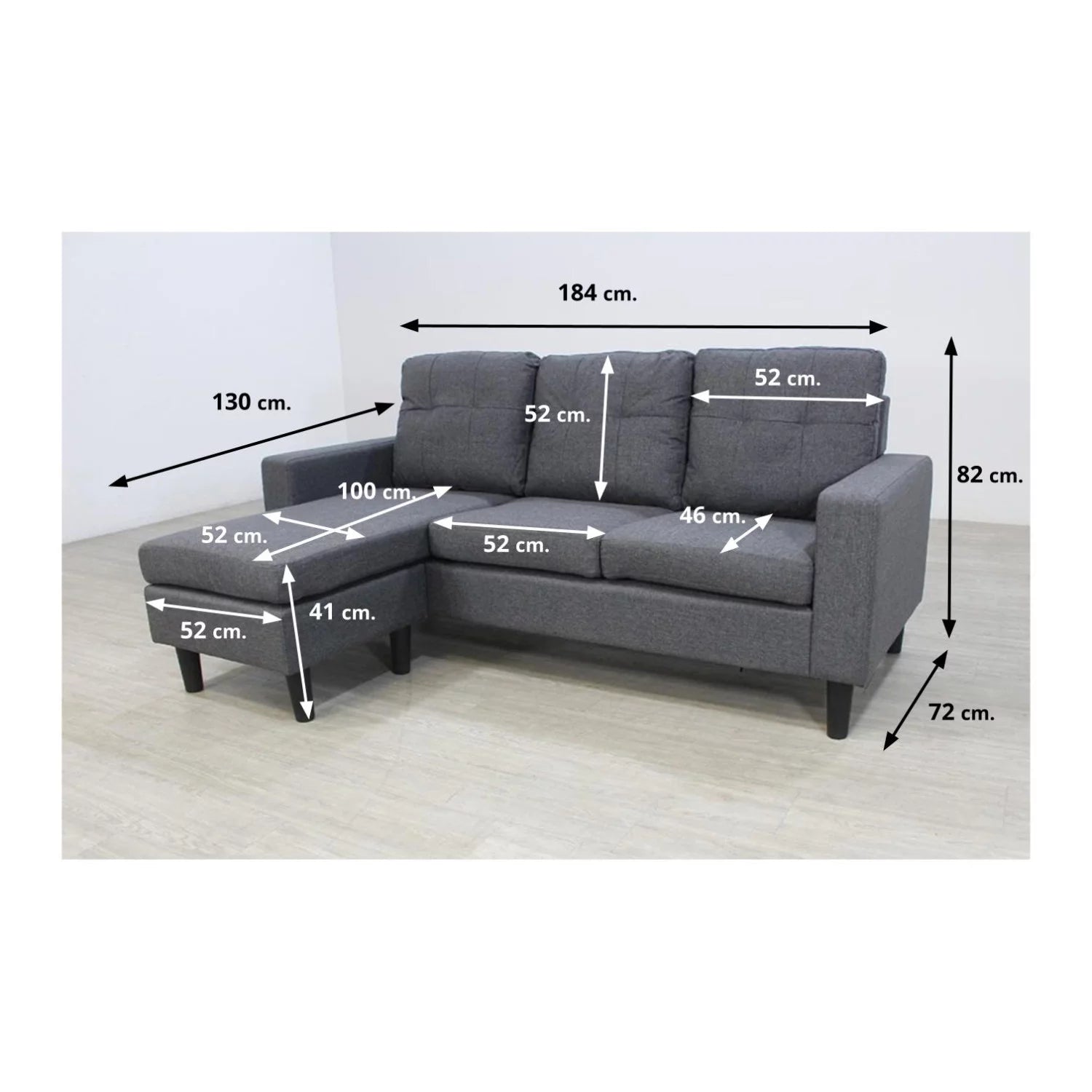 Sofá Chaise Longue BERTA 184 cm